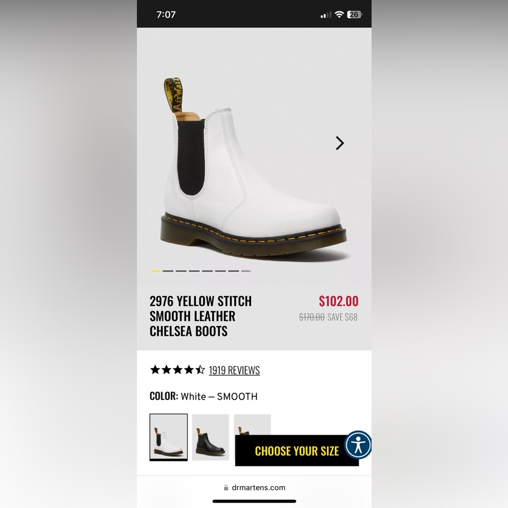 White Dr Martens Chelsea Boot size 8 - Picture 10 of 14